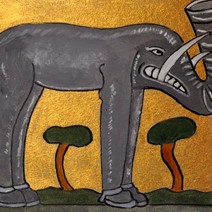 elephant-longues-pattes-enluminure-huile-bestiaire-medieval