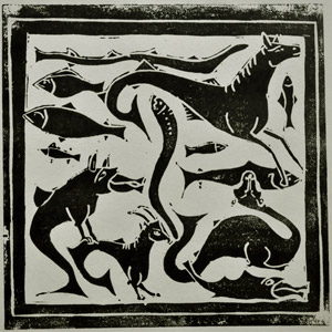 linogravure-bestiaire-medieval-fantastique-animaux-marins