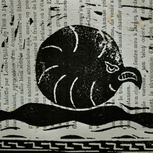linogravure-bestiaire-medieval-fantastique-boule-qui-roule-grincheuse