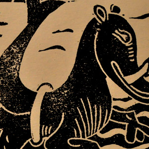 linogravure-bestiaire-medieval-fantastique-cheval-de-mer
