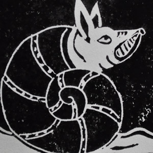 linogravure-bestiaire-medieval-fantastique-cochon-marin