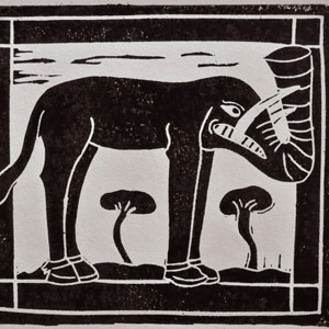linogravure-bestiaire-medieval-elephant