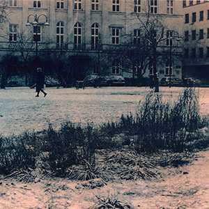 promeneuse-dans-un-parc-enneige-varsovie-pologne-tirage-lith-bleu